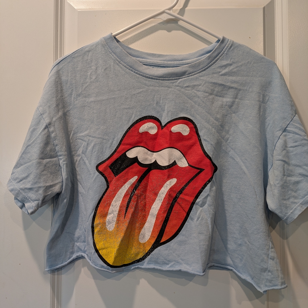 Rolling Stones 1978 Tour Crop Top Tongue Logo Band Tee Size Small